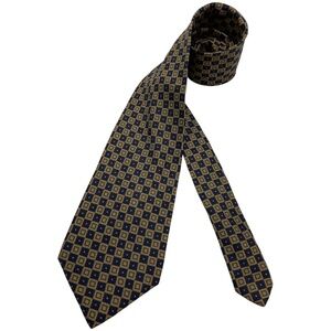 CAMERUCCI Navy/Beige Silk LUXURY Tie HANDMADE ITALY